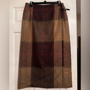 Talbots A-Line Skirt with Plaid in Brown and Red